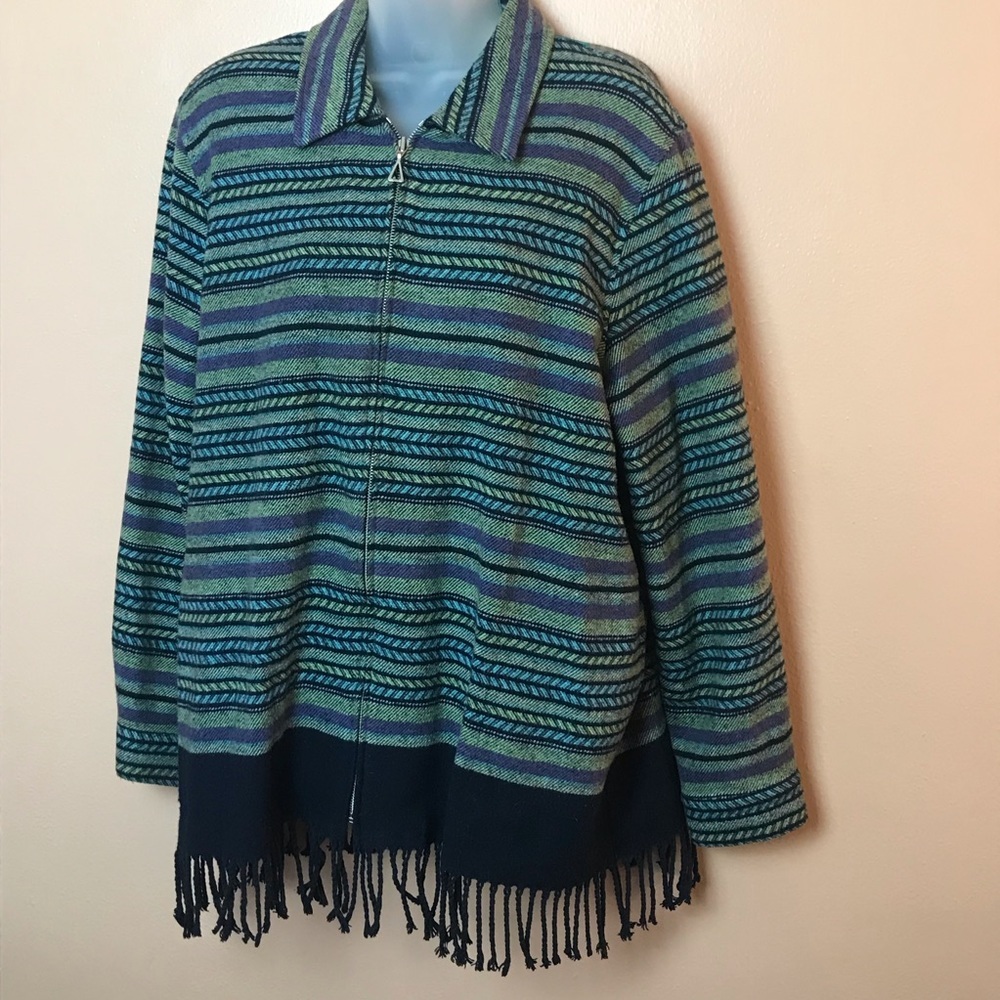 Napa Valley Green Purple Blue Striped Jacket L vintage